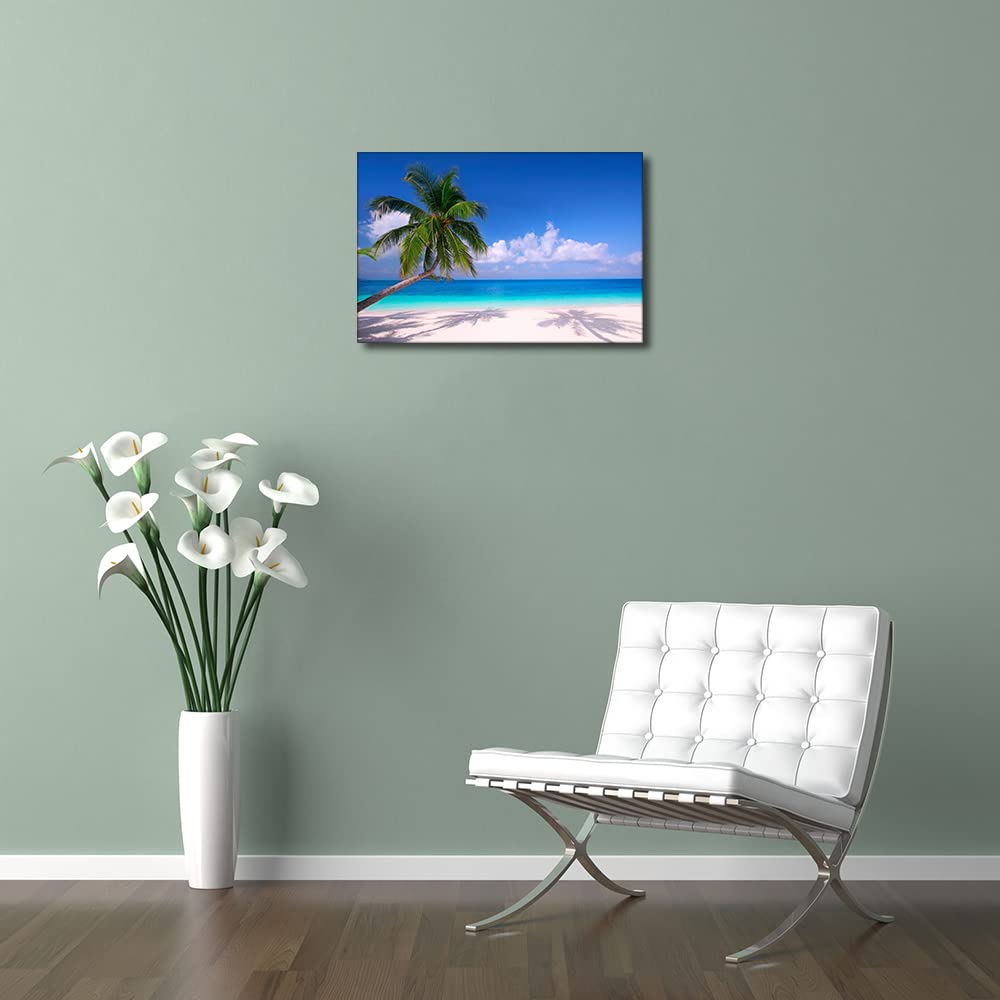 TISHIRON Wall Art for Living Room Holidays Seaside Coconut Tree Reflection Landscape for Bedroom Home Decor Beach Artwork for Home Walls Framed Ready to Hang 8x12inch - Image 2
