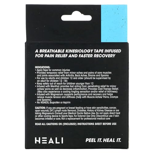 Image of Heali Kinesiology Tape with Magnesium and Menthol, 20 Pcs Precut Strips, K Tape Roll, Knees, for Physical Therapy, Sports, Muscles and Joints, Water Resistant, White with Blue Camo