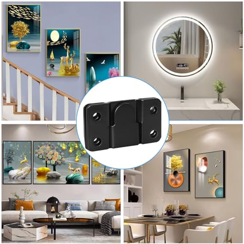 Image of 8 Pcs Interlocking Flush Mount Bracket, Stainless Steel Hanging Buckle Z Clip Hanging Bracket Wall Mounting Brackets Picture Hanger Buckle(Black)
