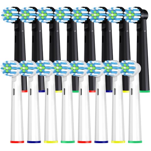 16 cabezales compatibles con la mayoría de cepillos de dientes eléctricos Braun Oral B, accesorio para cepillo de dientes compatible con Oral B Pro Series, Vitality Pro, Genius X, cabezales para