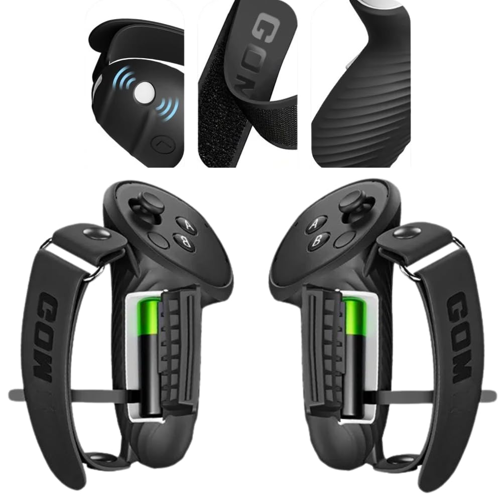 Correa Halo Quest 3/3S + Grip Maneta + Protección + Funda Almacenamiento Casco VR/Pack Accesorios Casco Halo 2,Cero Presión Facial, Comfort Ajustable (Pack Sangle + Grip + Protection)