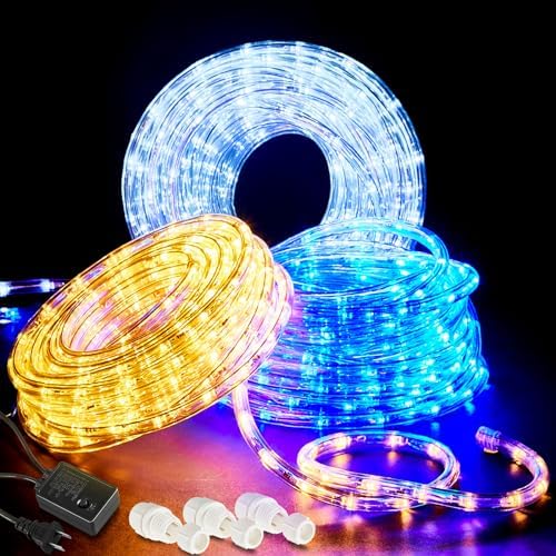 VIHOSE 3 Rolls 99 ft 960 LED Rope Lights for Outside LED