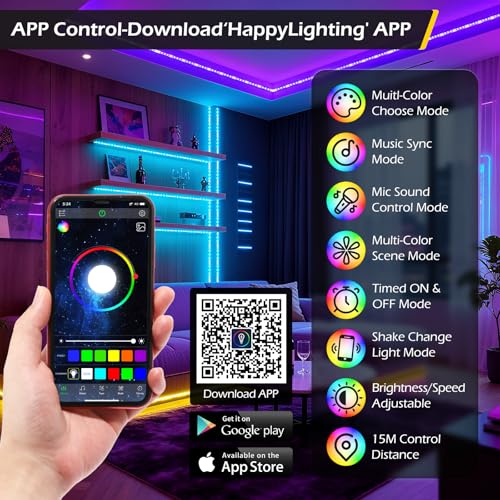 Image of Dyna-Living 200FT RGB LED Storefront Lights for Business APP Bluetooth & IR Controller 400PCS 3-led 5050 SMD LED Module Light with Music Sync Mode IP68 Waterproof Storefront Lights