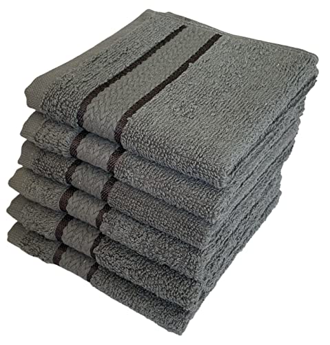 Petal Cliff Washcloths Set of 6, 100% Ring Spun Cotton Zero Twist Wash Cloths for Body and Facewash Design to exfoliate Your Hands, Soft and Absorbent Machine Washable, 12 x 12 Inch.