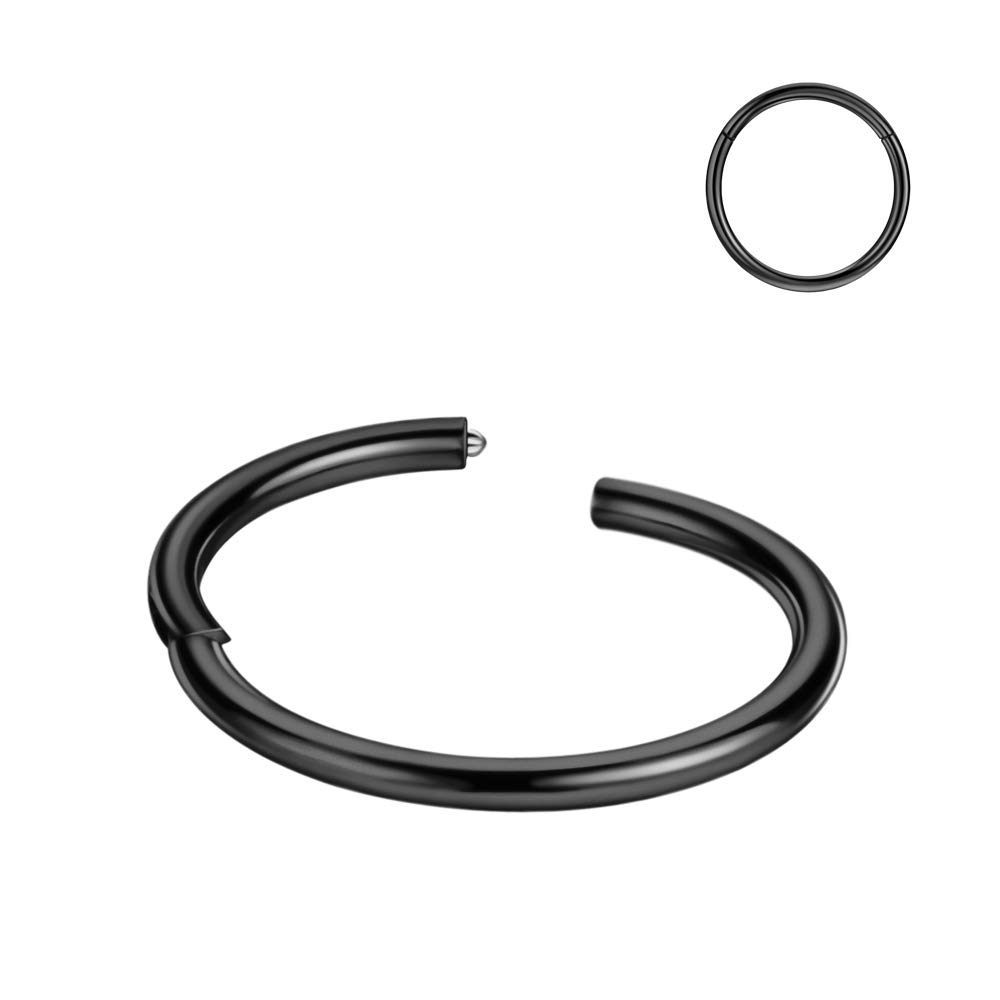 316L Surgical Steel Hypoallergenic Hinged Nose Ring Hoop for Women &amp; Men