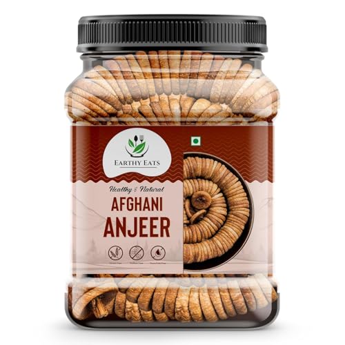 Image of Earthy Eats Premium Afghani Anjeer 1kg | Soft Juicy Dried Figs Dry Fruit | No Added Sugar, Rich Source Of Fiber | Low in Fat Healthy Snack Jar Pack Of 1 | Perfect for Gifting