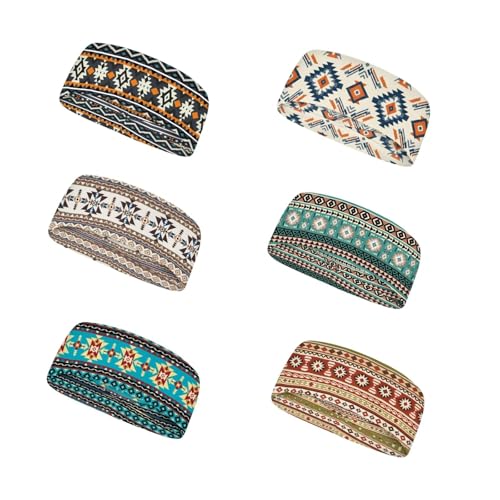 Image of Forchrinse Sunflower with Text Print 6Pieces Sport Sweatband Headband for Soft Elasitc Headband Hair Bands Unisex Outdoor Sport Headbands