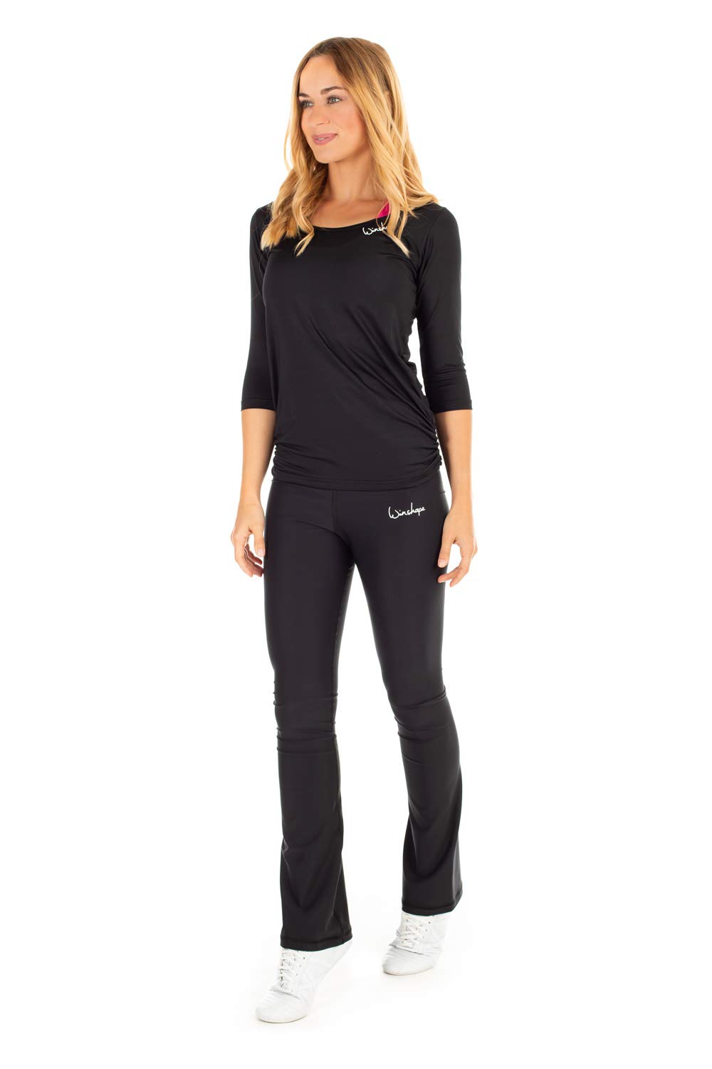 WINSHAPE Damskie legginsy funkcyjne Boot Cut High Waist Bchwl102, czarne, Slim Style, fitness czas wolny, sport, joga, trening
