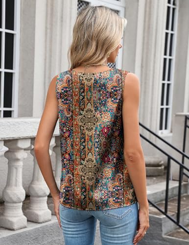 Zeagoo Women's Silk Satin Camisole Tank Tops V Neck Pleated Dressy Casual Sleeveless Blouses Summer Business Work Shirts2