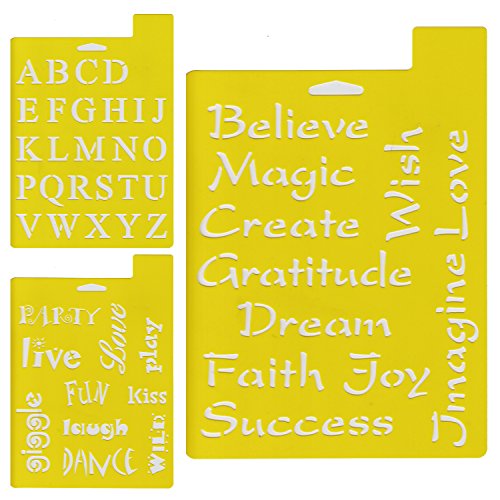 Delta Creative Stencil Mania Stencils, 7 by 10-Inch, Fonts and Phrases (3-Pack)