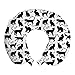 ABAKUHAUS Gato Cojín de Viaje para Soporte de Cuello, Negro Siluetas Friendly, de Espuma con Memoria y Funda Estampada, 30x30 cm, Blanco Negro