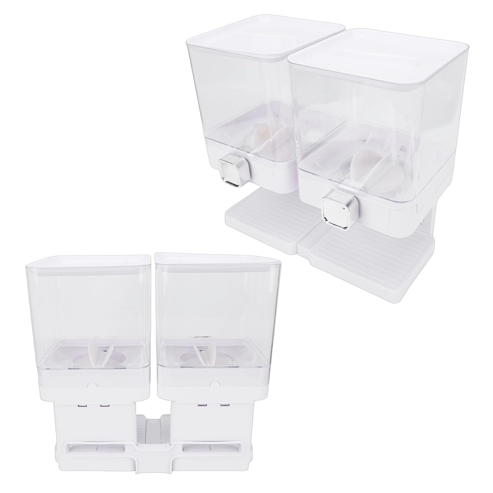 Dispenser per Cereali da Bancone, 2 Contenitori Ermetici per Alimenti Secchi da 3,7 Litri, Grandi Caramelle, Noci, Chicchi di caffè, Snack, per Dispensa Domestica (WHITE)