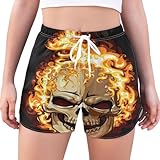 HMZXZ Burning Sugar Skull Galaxy Short de bain d'été pour femme Motif crâne et galaxie, multicolore, S