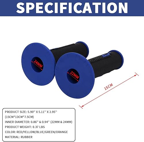 Miniatura 2 de JFG RACING Dirt Bike Handlebar Grips + Pad 7.87'' Motorcycle Cross Bar Round Pad Hand Grips Kit Compatible to Most Dirt Bike Motocross