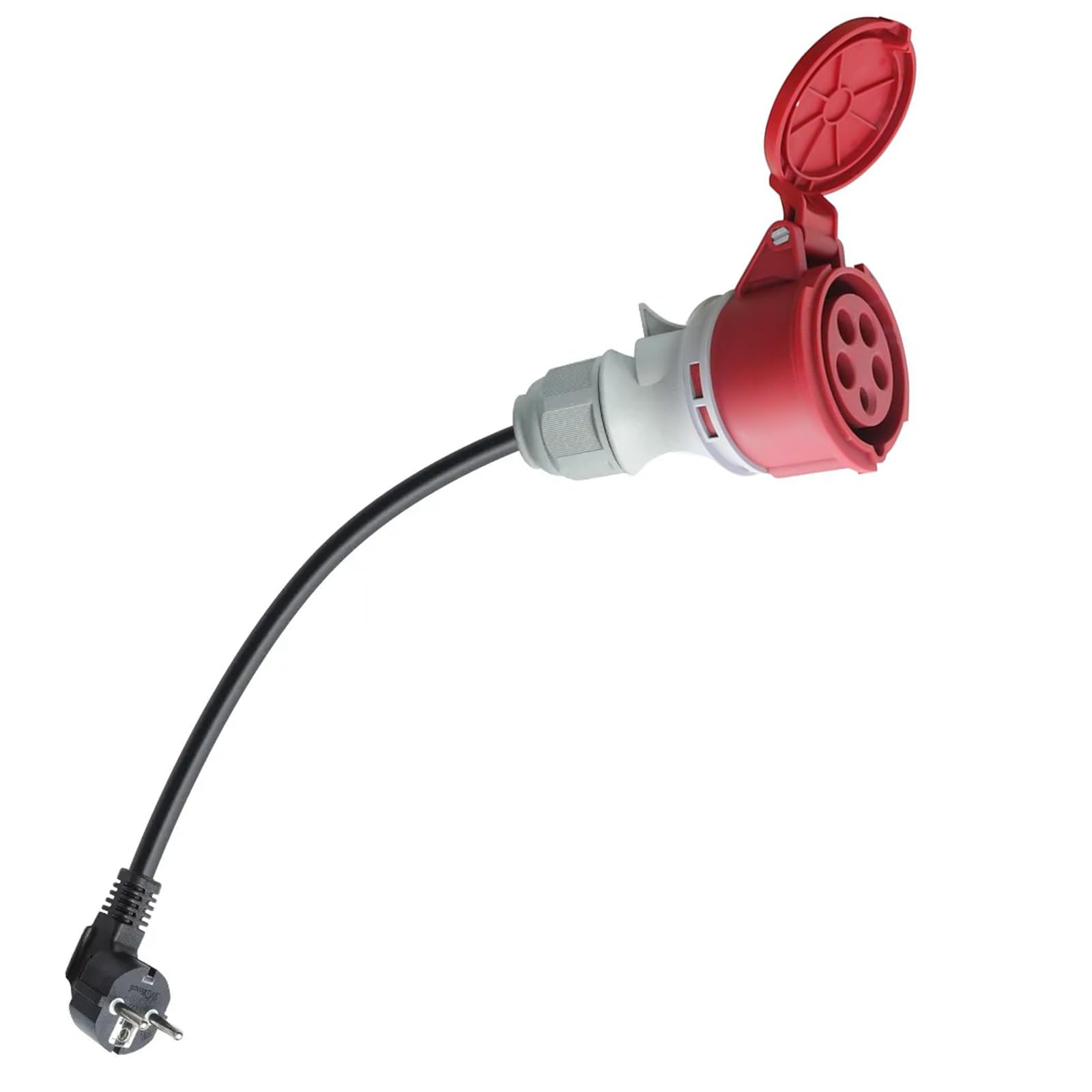 CEE 16 A de alta corriente macho a Schuko, adaptador Schuko a CEE de 5 pines, 16 A a 16-32 A, adaptador de 230 V Unischuko, con cable de 0,5 m de longitud de cable para coche eléctrico, cargador de