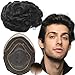 Yanahair protesis capilar hombre tupé Sistema de encaje de pelo humano 100% europeo para hombres encaje francés fino con PU alrededor(#1B Natural Negro, 8x10")