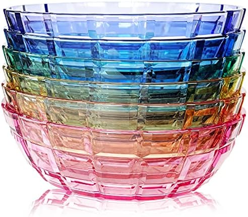 SCANDINOVIA - 13oz Unbreakable Premium Bowls Set Of 6 - Made in Japan - Super Grade Acrylic Plastic - Perfect for Gifts - Dishwasher Safe - Serving Ice Cream Candy Cereal Cereal Popcorn Salad Reusable