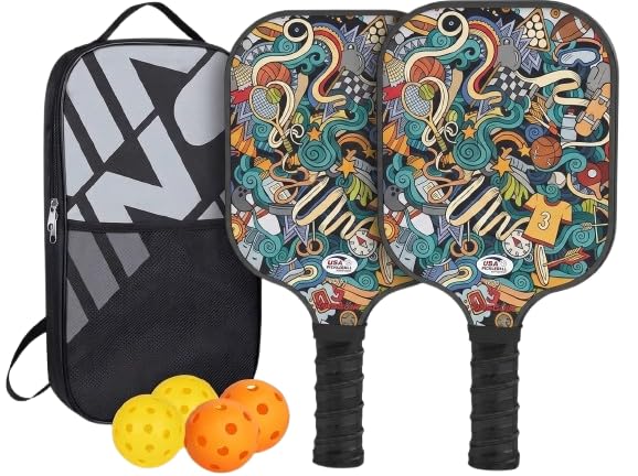 Pickleball Paddle Set – 2 Graphite Pickleball Paddles with Honeycomb Composite Core, Comfort Grip, 3 Outdoor Balls, 1 Indoor Ball & Portable Carry Bag-image-26