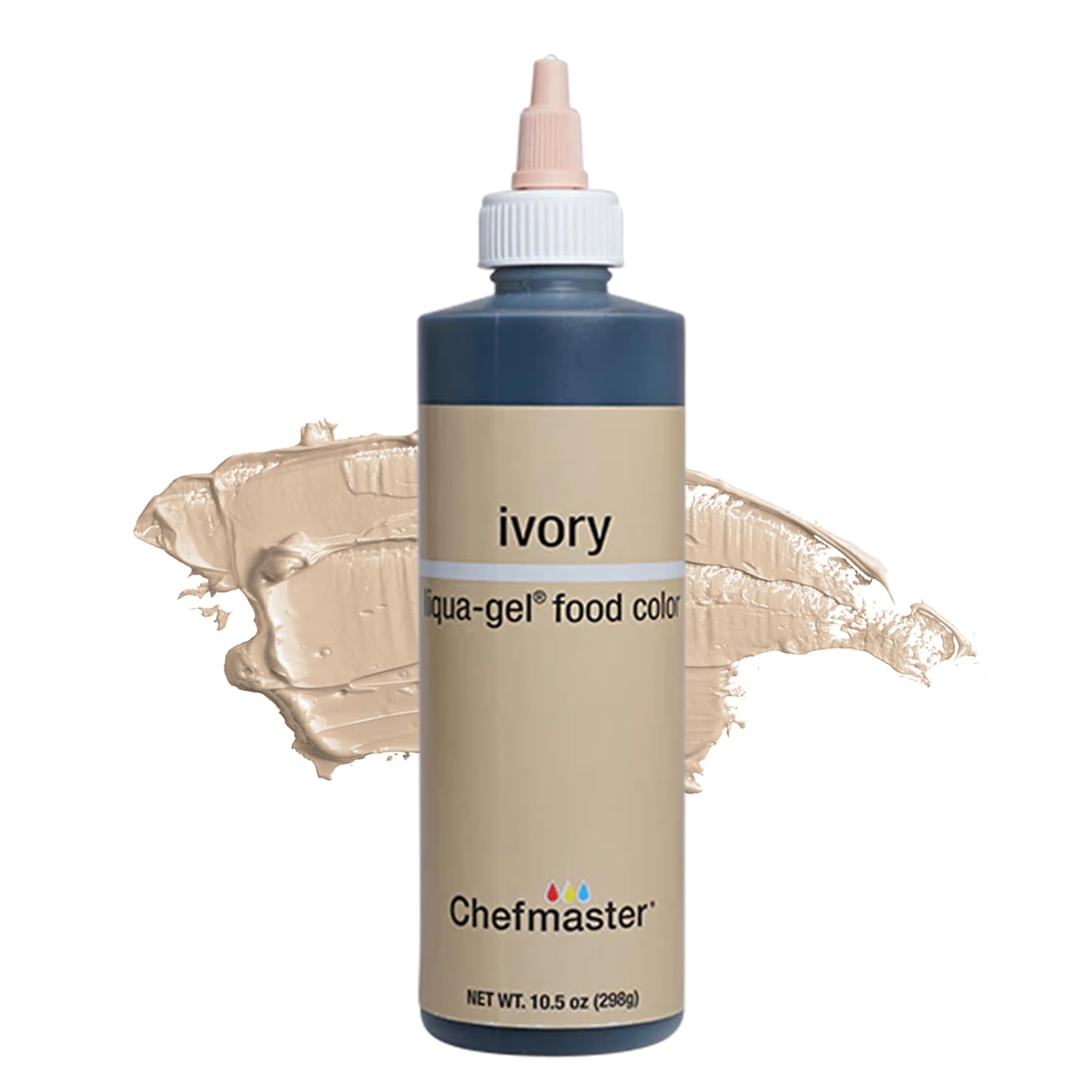 Ivory Liqua-Gel Food Coloring | Vibrant Color | Professional-Grade Dye for Icing, Frosting, Fondant | Baking & Decorating | Fade-Resistant | Easy-to-Use | Made in USA | 10.5 oz