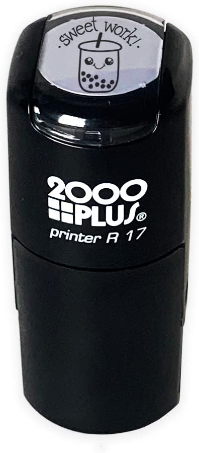 Sweet Work Bubble Tea Themed Stamp / 2000 Plus Self Inking Teacher Boba Drink Stamper / 9/16" Small Black Imprint/School Classroom Homework Worksheet Reward Stamp
