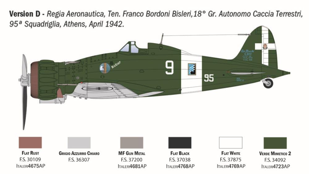 Italeri 2516 Macchi MC.200 Saetta, scala 1:32, Plastic Model Kit/Modello in plastica da montare