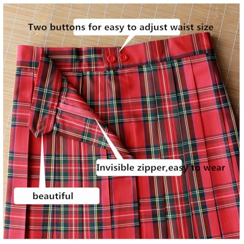 Women's Girls High Waisted Pleated Skirt Japan School Uniform Plaid Skirts2