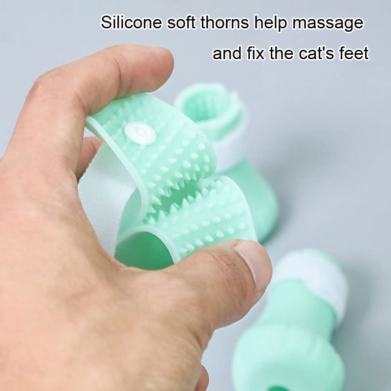 zalati Cat Boots 4pcs Soft Silicone Claw Shoes Protection Covers Anti-Slip for Prevent Scratching Nail Trimming Pet Grooming Bathing - Image 3