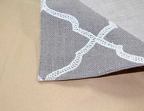 Cotton Craft Jute Table Runner - Moroccan Trellis - Harvest Autumn Fall Thanksgiving Holiday Christmas Festive Party Rustic Farmhouse Dining Kitchen Tabletop Burlap Tablerunner - 13 X 90 - Grey White #TOP4