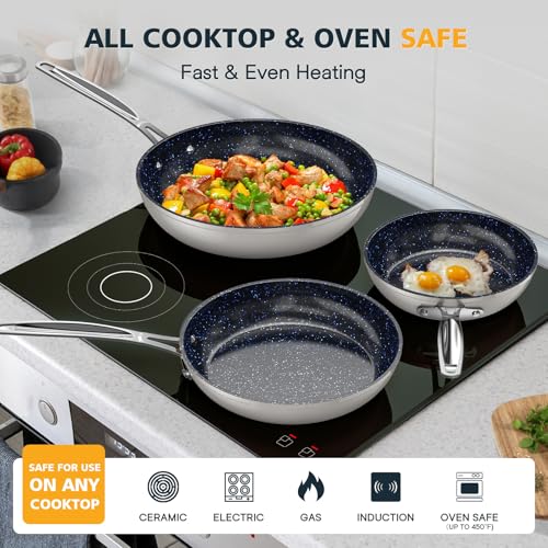 Image of Nuwave 3-Piece 8 inch, 10 inch, 12 inch Forged Lightweight Frying Pan Set