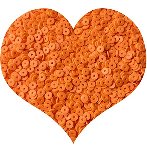 Xinhongo 2000pcs Orange Clay Heishi Flat Beads for Jewelry Making - Earrings, Bracelets, Necklaces