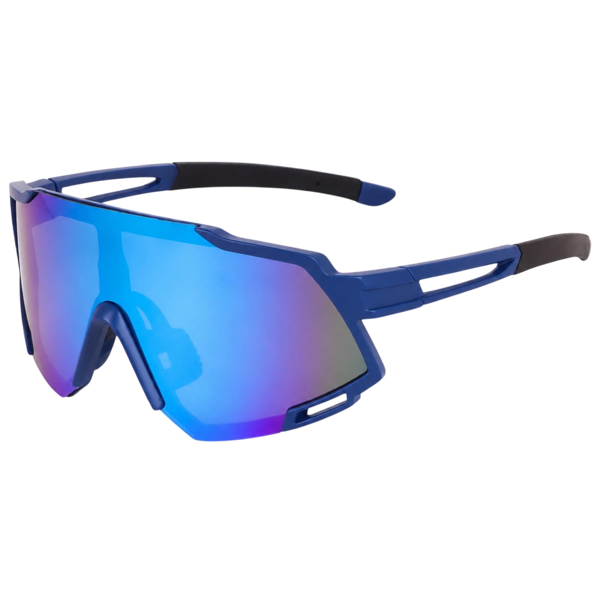 dervin one piece shield sports oversized visor non polarized sunglasses for men women, outdoor cricket cycling hiking fishing sunglasses (blue-blue)