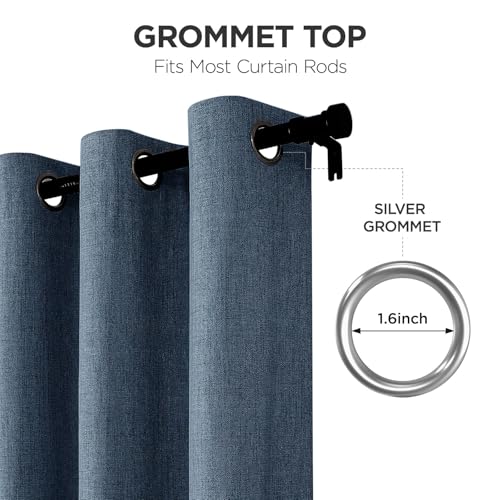Image of Joydeco Denim Blue Blackout Curtains 72 Inches Long, Blue Curtains 72 Inch for Living Room 2 Panels Set, Textured Room Darkening Thermal Drapes for Bedroom(52x72 inch, Denim Blue)