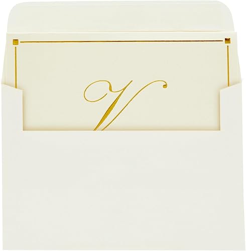 Miniatura 6 de Tarjetas de notas en blanco personalizadas con sobres de 4 x 6, inicial M monograma de papelería (marfil, paquete de 24) - Papelería personalizada -