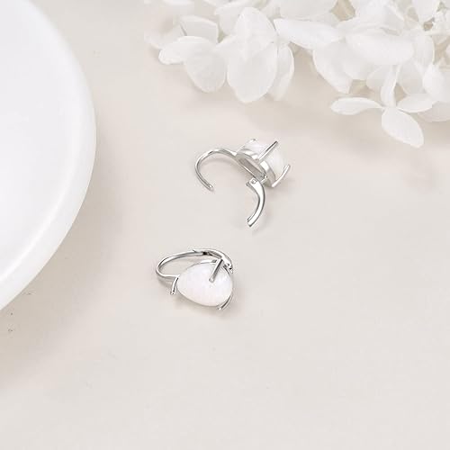 Miniatura 5 de Pendientes con palanca de plata de ley 925 con ágata musgo, ópalo, larimar, turquesa, ónix negro, cuarzo rosa, amatista, granate y piedra lunar para