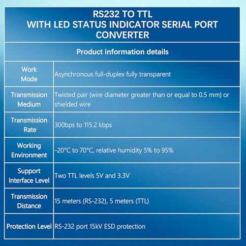 Adaptador pasivo RS-232 a TTL con indicador de estado miniatura 6