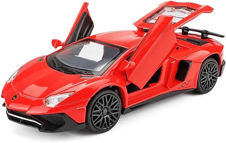 Image of 1:32 Scale Lamborghini LP750 Model Diecast Metal Pullback Toy car with Openable Doors & Light, Music Boys car for Kids Best Toys Gifts Toys for Kids (Red)