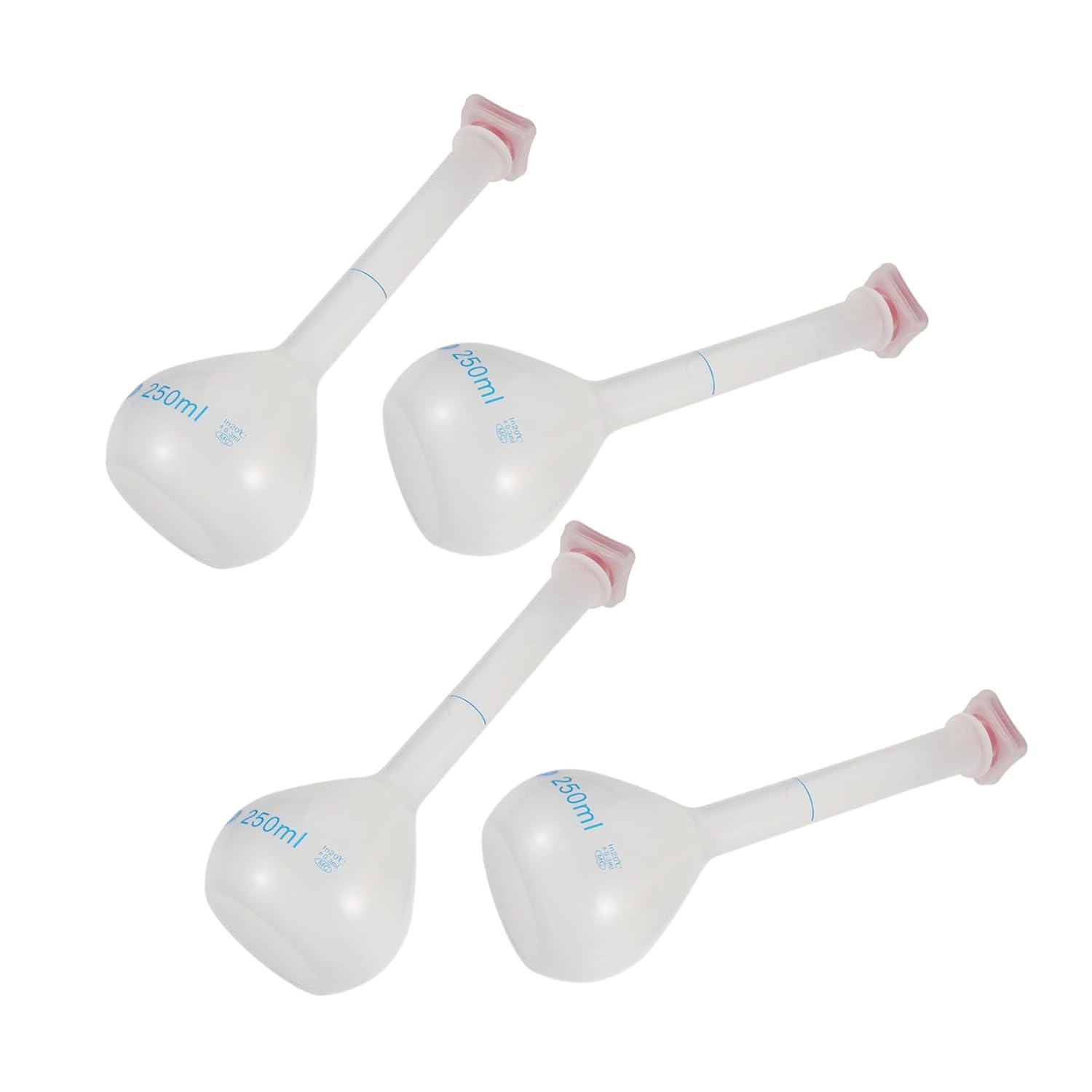 4pcs 250ml Plastic Volumetric Flask with Stopper, Laboratory Measuring Flask for Chemical Preparation and Titration, Plastic Lab Container for Science Experiments and Student Use