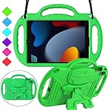 MENZO Kids Case for iPad 9th Generation, iPad 8th/7th Generation Case for Kids, iPad 10.2 Case for Kids, Shockproof Shoulder Strap Handle Stand Kids Case for New iPad 10.2 Inch 2021/2020/2019, Green