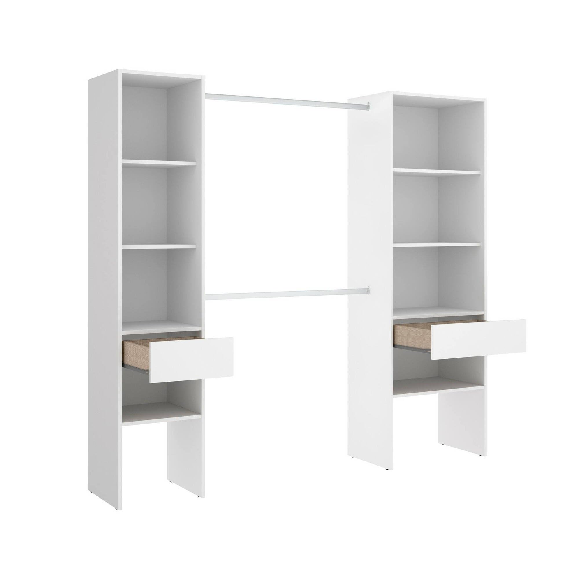 Dmora - Guardaroba grande Blossberg, Mobile camera da letto, Cabina armadio portabiti, Armadio appendiabiti aperto, 160x50 h185 cm, Bianco