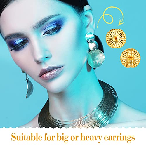 8 Pieces Earring Backs For Droopy Ears Large Earring Backs For Studs Replacement Secure Earring Lifters For Heavy Earring (Gold,9 Mm) #TOP1