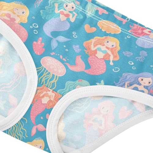 Wusikd Mermaids Heart Girls' Underwear Cotton Jellyfish Girls Briefs Soft Toddler Underwear 2T4