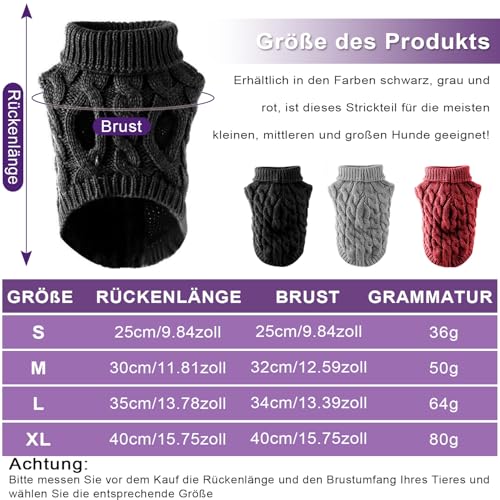 Voarge Knitted Dog Jumper, Pullovers for Sweater Warm Pullover Knitwear Outwear, Winter Clothes for Dogs Size French Bulldog - Image 3