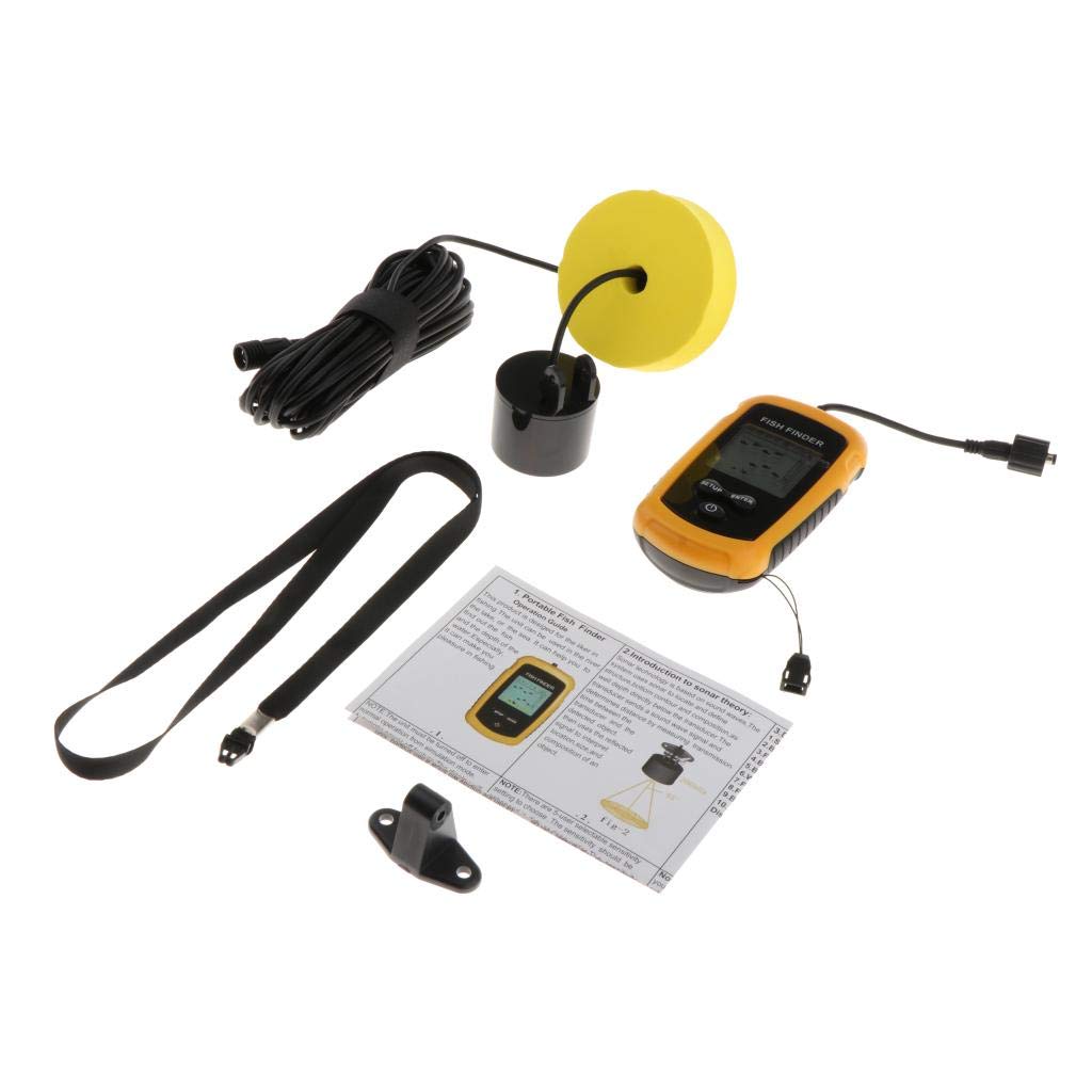 Portable Fish Finder, Water Depth & Temperature Fishfinder with Wired Sonar Sensor Transducer and LCD Display (65001473JEL)-image-20