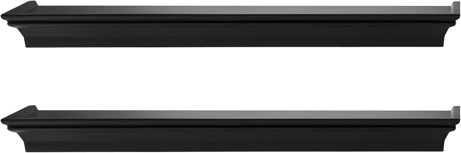Melannco Arlington Floating Wall Shelves for Bedroom, Living Room, Nursery, Set of 2, 20-Inch, Black Black Set of Two 20 Inch Arlington