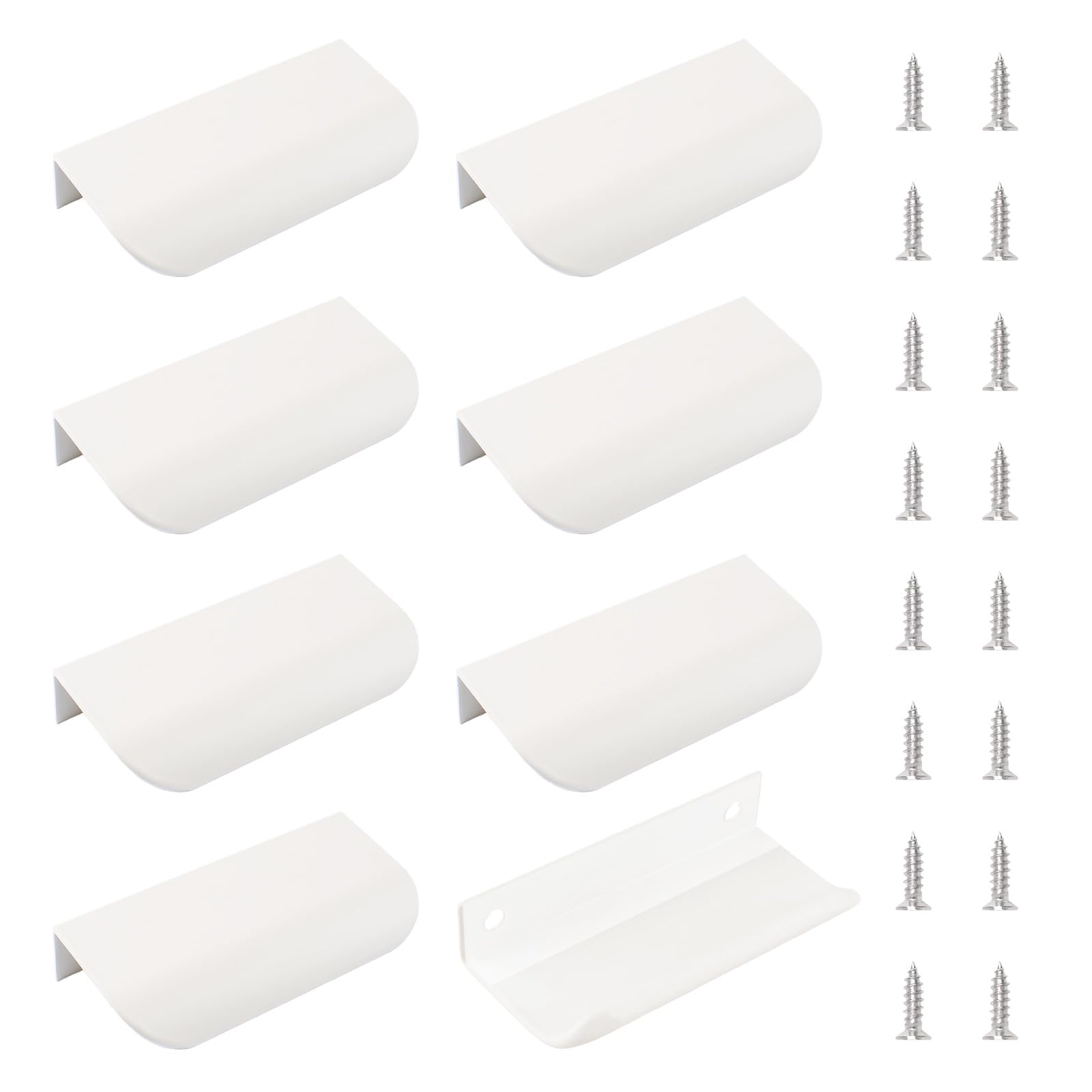 MOROBOR Mini Finger Edge Pull, 8pcs Self Adhesive Pulls Modern Concealed Round Angle Drawer Handle Aluminum Alloy Invisible Wardrobe Handles for Cabinet Hardware Drawer,80mm/Warm White
