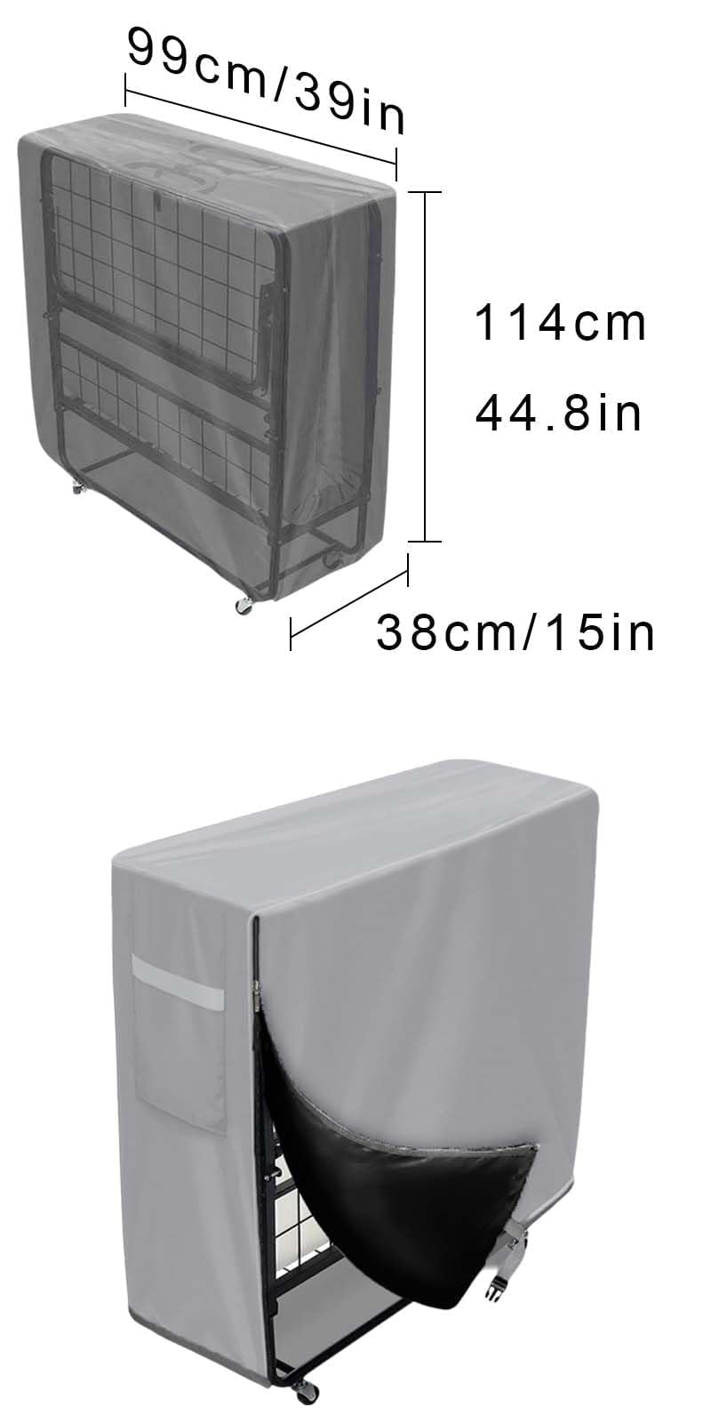Telo di copertura per letto singolo，Copertura di Stoccaggio Letto Pieghevole，Copri Brandina Pieghevole，Adatto per letti pieghevoli e poltrone reclinabili, impermeabile e resistente al sole (Argento)