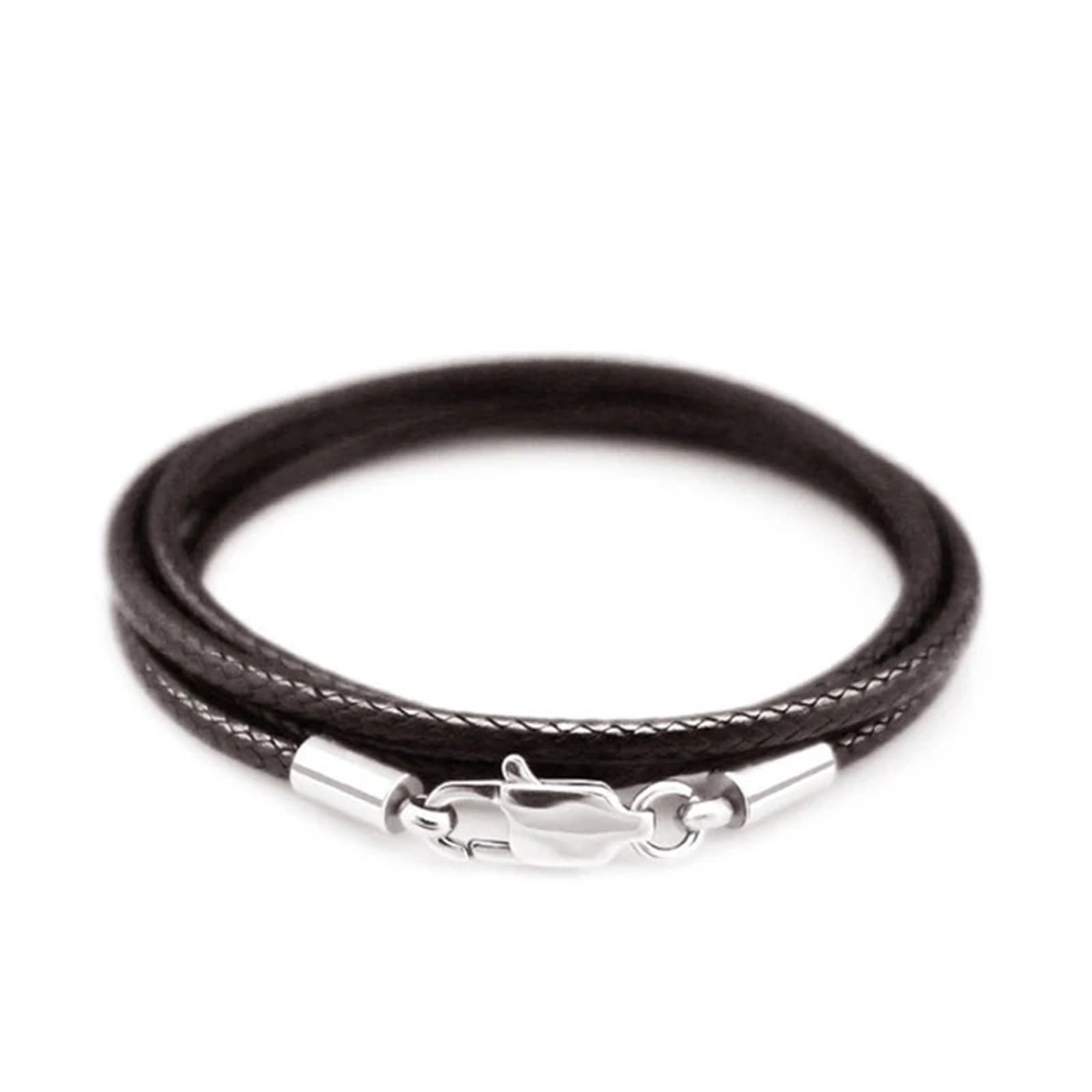 3pc 40-80cm 1-3mm Leather Necklace Cord Waxed Rope Stainless Steel Lobster Clasp Connector Chain Men Women DIY Jewelry(Brown 1mm,40cm)