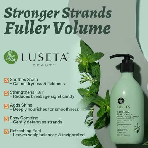 Image of Luseta Rosemary Mint Shampoo & Conditioner Set, 4-Pc | Rosemary Shampoo and Conditioner for Fine, Dry Hair, Refresh Scalp Feel, Add Lightweight Volume, Full Size + Travel Sizes
