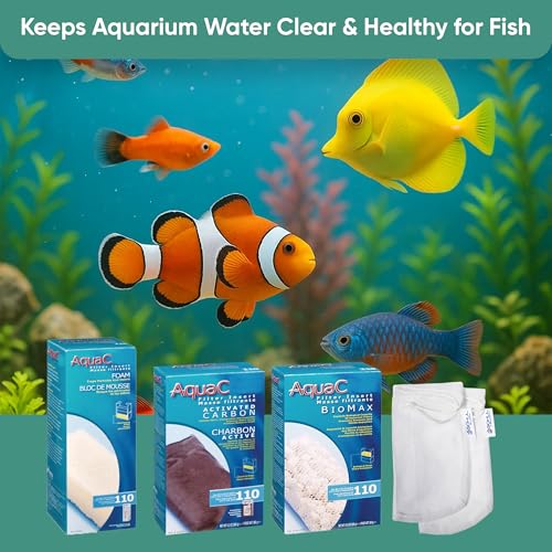 Image of AquaClear 110 HOB Maintenance & Replacement Filter Media Kit, Including Gokul Brands Mesh Bags(AquaClear Activated Carbon, BioMax Media, 110 Foam Insert)