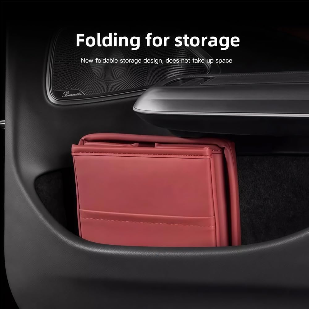 GGCLIMAX Car Organizers and Storage PU Leather Portable Car Storage Bin and Trash Can 18x18x19cm Available in Red Brown and Black Road Trip Essentials(1Pcs Black)